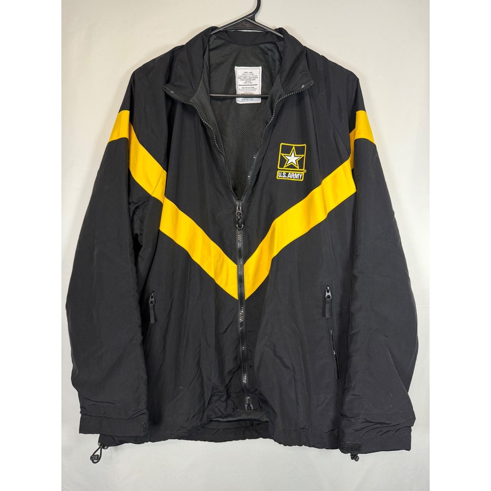 US Army APFU Physical Fitness Uniform Jacket Black Yellow Large Long